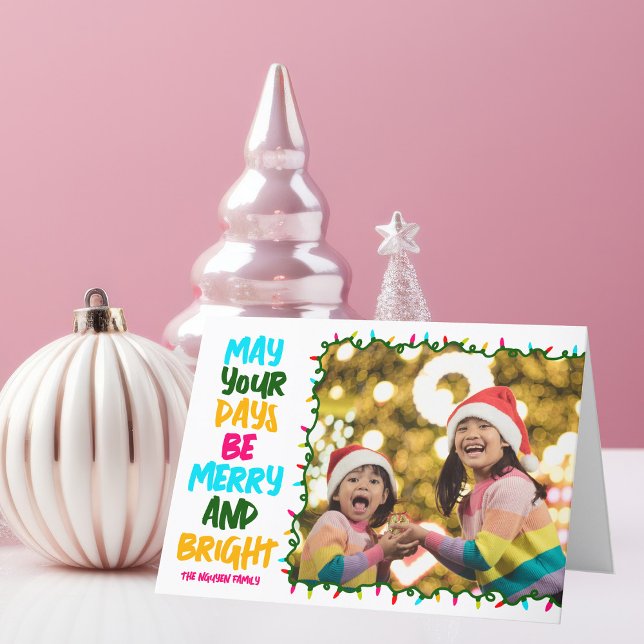 Tarjeta Festiva Merry Bright Navidades alegres iluminan foto de ni (Subido por el creador)