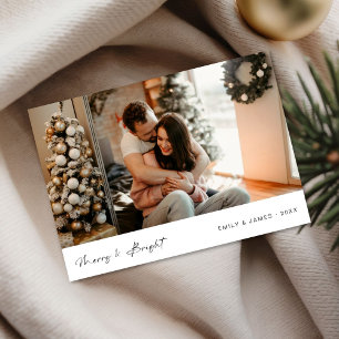 Tarjeta Festiva Merry & Bright Navidades recién casados