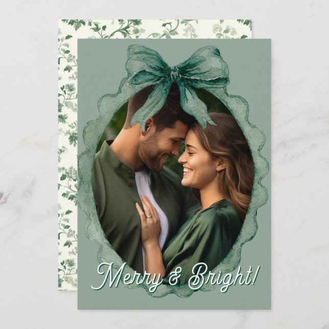 Tarjeta Festiva Merry & Bright Photo Holiday Christmas (Anverso / Reverso)