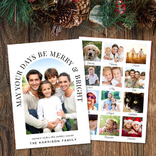 Tarjeta Festiva Merry Bright Year En Review Arch Photo Navidades