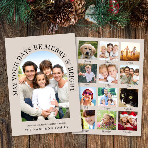 Tarjeta Festiva Merry Bright Year En Review Arch Photo Navidades
