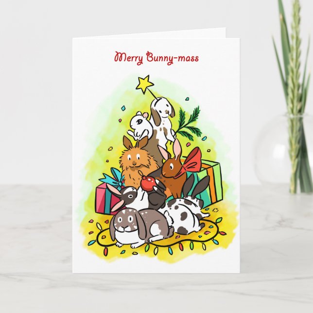 Tarjeta Festiva Merry Bunny-Mass (Anverso)