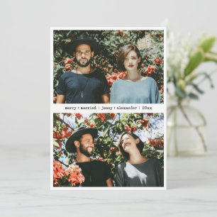 Tarjeta Festiva Merry casados recién casados dos foto minimalista