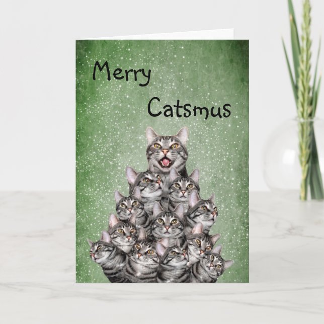 Tarjeta Festiva Merry Catsmus (Anverso)