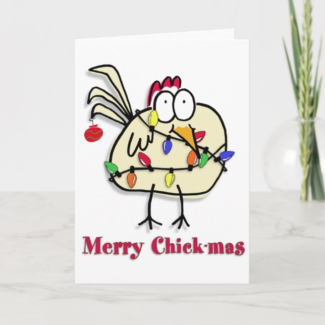 Tarjeta Festiva Merry Chick.mas Diversión (Anverso)