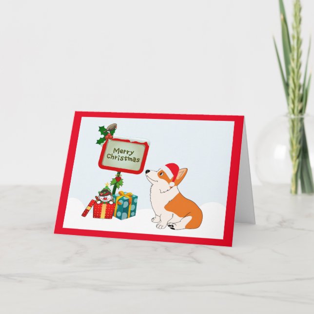 Tarjeta Festiva Merry Chirstmas Welsh Corgi Personalizado (Anverso)