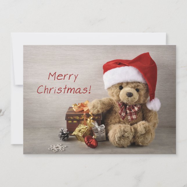 Tarjeta Festiva Merry Chistmas Teddy Bear (Anverso)