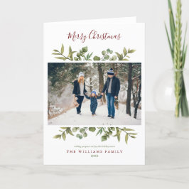 Tarjeta Festiva Merry Christmas 2 Photo Greenery Foliage