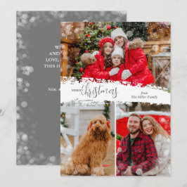 Tarjeta Festiva Merry Christmas 3 Photo Collage