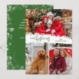 Tarjeta Festiva Merry Christmas 3 Photo Collage