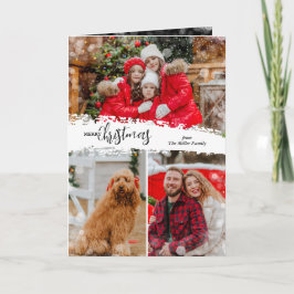 Tarjeta Festiva Merry Christmas 3 Photo Collage Folded