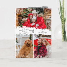 Tarjeta Festiva Merry Christmas 3 Photo Collage Folded