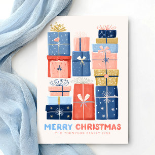 Tarjeta Festiva Merry Christmas Acuarela Moderna Minimalista