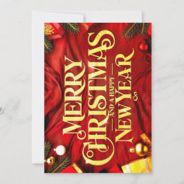Tarjeta Festiva "Merry Christmas and a Happy New Year" Festlich