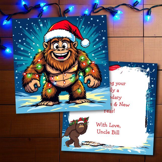 Tarjeta Festiva Merry Christmas and Happy New Year Bigfoot (Subido por el creador)