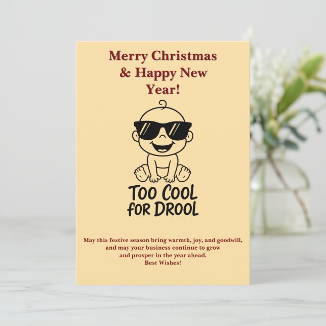 Tarjeta Festiva Merry Christmas and Happy New Year Card Funny baby (Anverso de pie)