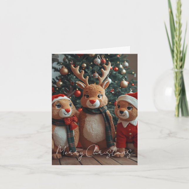Tarjeta Festiva Merry Christmas Animal Christmas Card (Anverso)