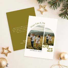 Tarjeta Festiva Merry Christmas Arch Family Two Photo Christmas