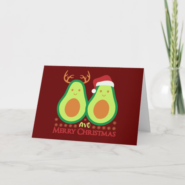 Tarjeta Festiva  Merry Christmas Avocado  (Anverso)
