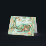 Tarjeta Festiva Merry Christmas Beach Mermaid Santa Hat Personaliz<br><div class="desc">Diversión,  Navidades de playa o tarjeta de vacaciones. Pastel dibujó sirena. Feliz Navidad desde la playa. Se puede cambiar o eliminar todo el texto. Todas las obras de arte son originales,  una especie de Carrie Joy Byrnes © 2017</div>