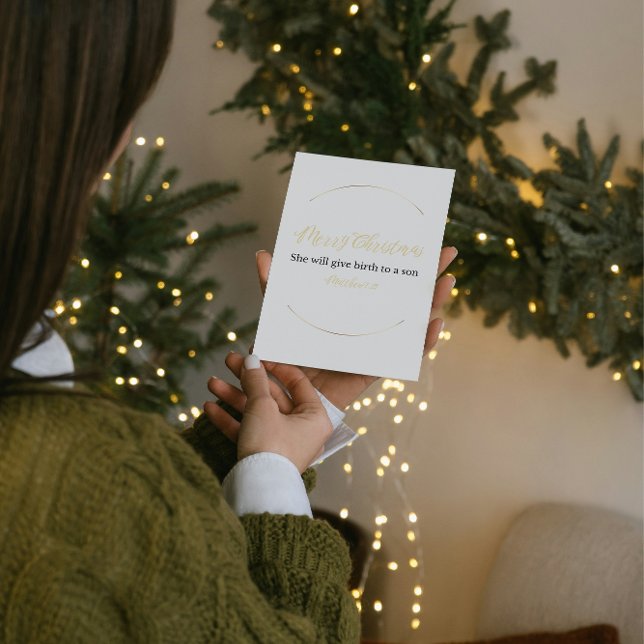 Tarjeta Festiva Merry Christmas Bible Verse Mini Card – Matt. 1:21 (Subido por el creador)