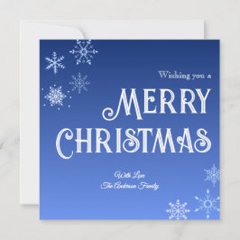 Tarjeta Festiva Merry Christmas Blue Modern Snowflake Holiday Card