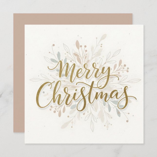 Tarjeta Festiva Merry Christmas Boho Script (Anverso / Reverso)