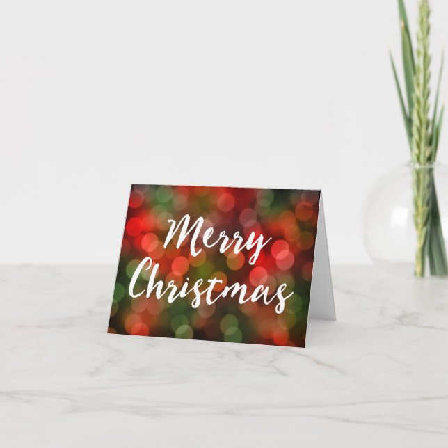 Tarjeta Festiva Merry Christmas Bokeh Lights (Anverso)