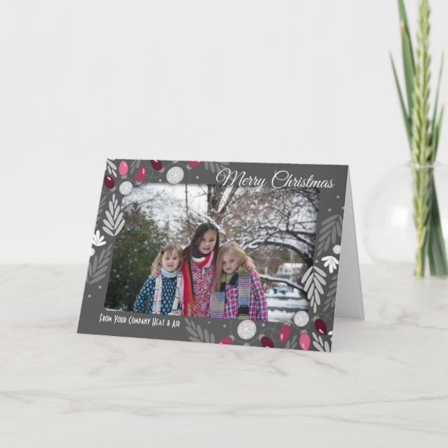 Tarjeta Festiva Merry Christmas Business Name and Photo (Anverso)