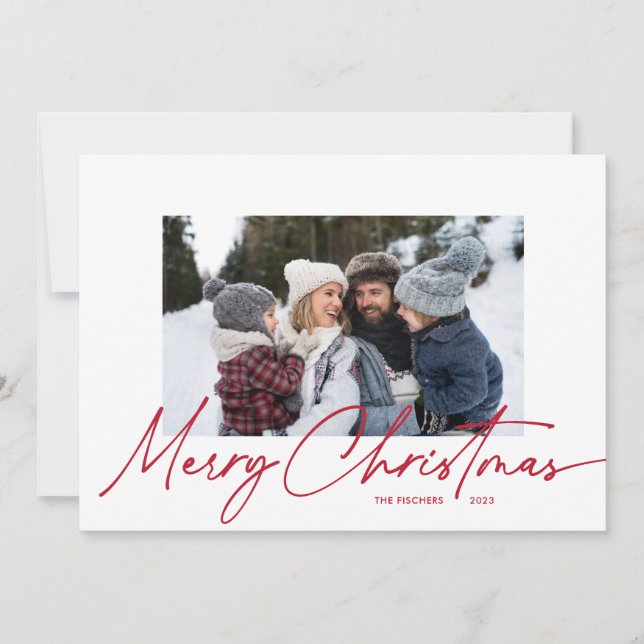 Tarjeta Festiva Merry Christmas Caligraphy Script Simple 3 Photo (Anverso)