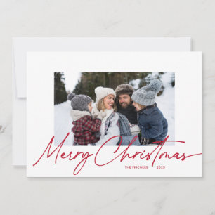 Tarjeta Festiva Merry Christmas Caligraphy Script Simple 3 Photo