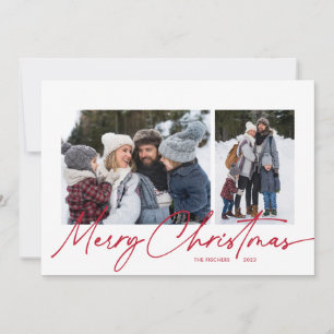 Tarjeta Festiva Merry Christmas Caligraphy Script Simple 4 Photo