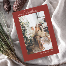 Tarjeta Festiva Merry Christmas Calligraphy Red