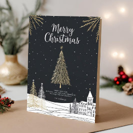 Tarjeta Festiva Merry Christmas Calligraphy Scrip Folded