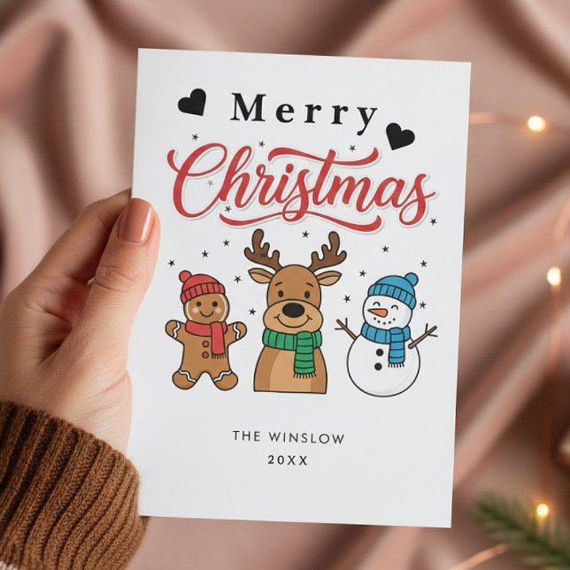 Tarjeta Festiva Merry Christmas Card – Custom Name & Year, Modern (Subido por el creador)