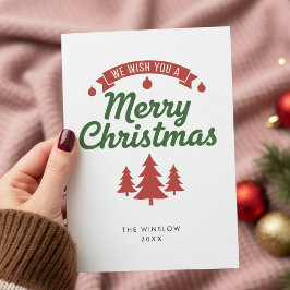 Tarjeta Festiva Merry Christmas Card – Custom Name & Year, Modern