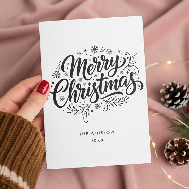 Tarjeta Festiva Merry Christmas Card – Custom Name & Year, Modern (Subido por el creador)