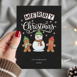 Tarjeta Festiva Merry Christmas Card – Custom Name & Year, Modern