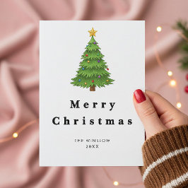 Tarjeta Festiva Merry Christmas Card – Custom Name & Year, Modern