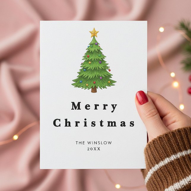 Tarjeta Festiva Merry Christmas Card – Custom Name & Year, Modern (Subido por el creador)