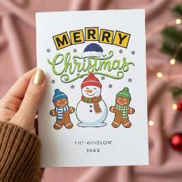 Tarjeta Festiva Merry Christmas Card – Custom Name & Year, Modern
