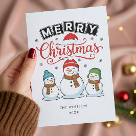 Tarjeta Festiva Merry Christmas Card – Custom Name & Year, Modern