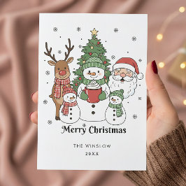 Tarjeta Festiva Merry Christmas Card – Custom Name & Year, Modern