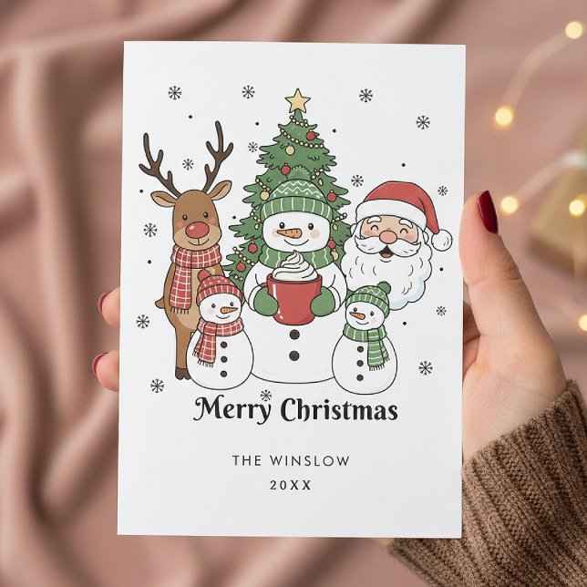 Tarjeta Festiva Merry Christmas Card – Custom Name & Year, Modern (Subido por el creador)