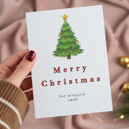 Tarjeta Festiva Merry Christmas Card – Custom Name & Year, Modern