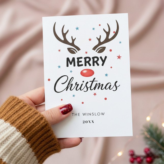 Tarjeta Festiva Merry Christmas Card – Custom Name & Year, Modern  (Subido por el creador)