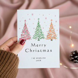 Tarjeta Festiva Merry Christmas Card – Custom Name & Year, Modern