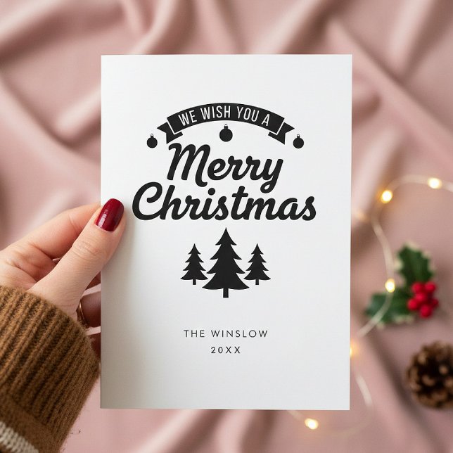 Tarjeta Festiva Merry Christmas Card – Custom Name & Year, Modern (Subido por el creador)