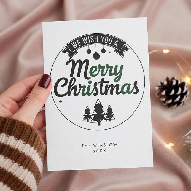 Tarjeta Festiva Merry Christmas Card – Custom Name & Year, Modern (Subido por el creador)