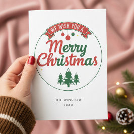 Tarjeta Festiva Merry Christmas Card – Custom Name & Year, Modern